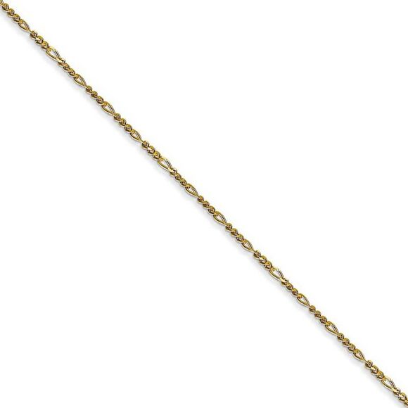 1.25mm 10k Yellow Gold Flat Figaro Chain Necklace, 18 Inch - Picture 1 of 8